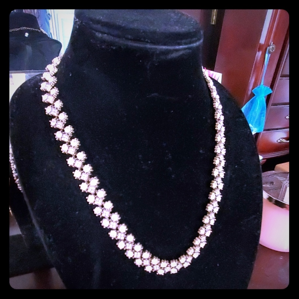 Brassy rhinestone necklace